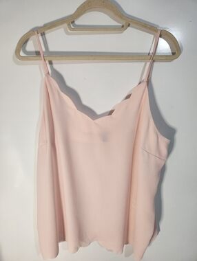 Halogen Blush Scalloped Neck Cami, Size Large